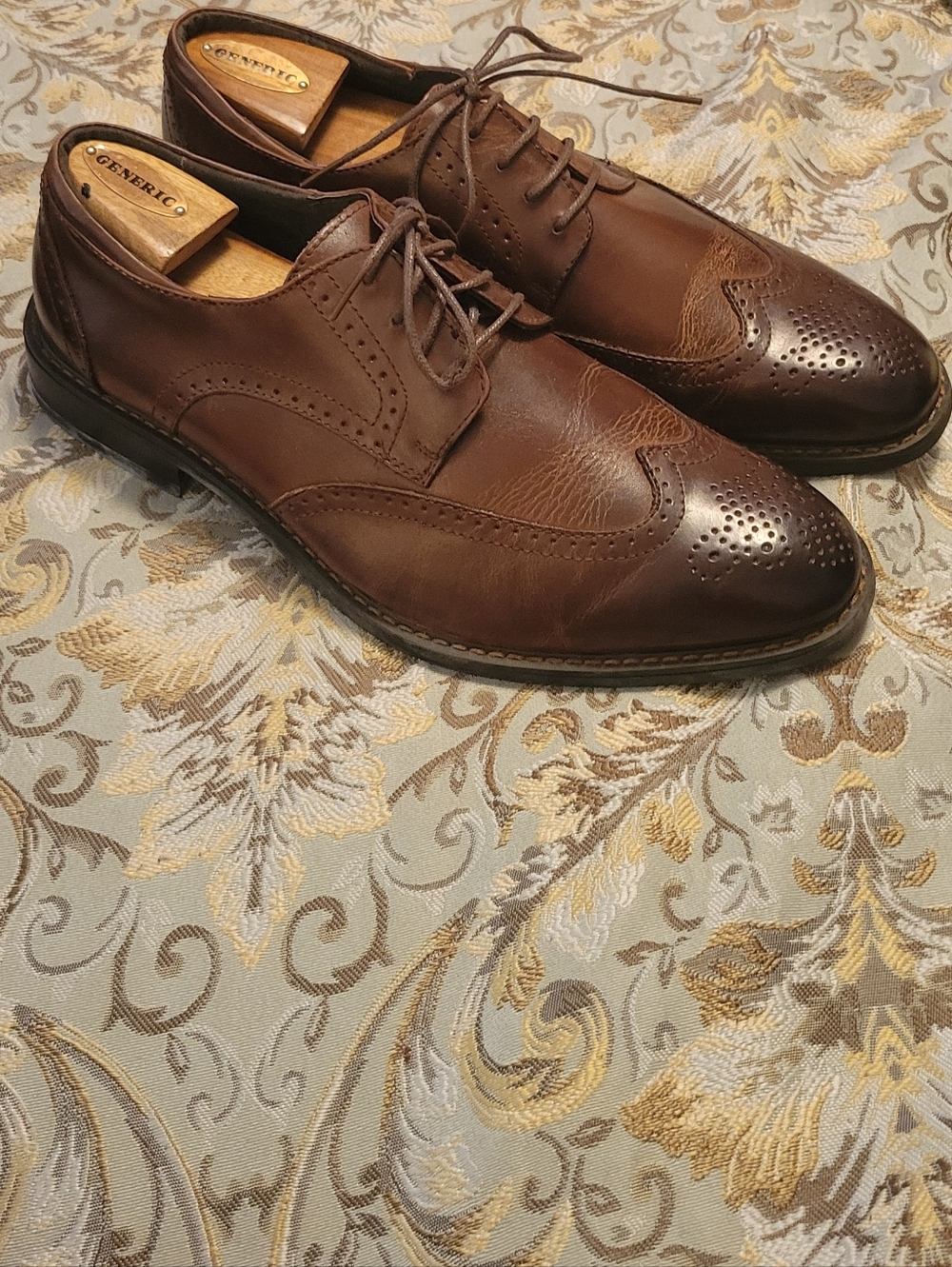 Joseph Abboud Brown Leather Wingtip Oxfords NEW 9.5